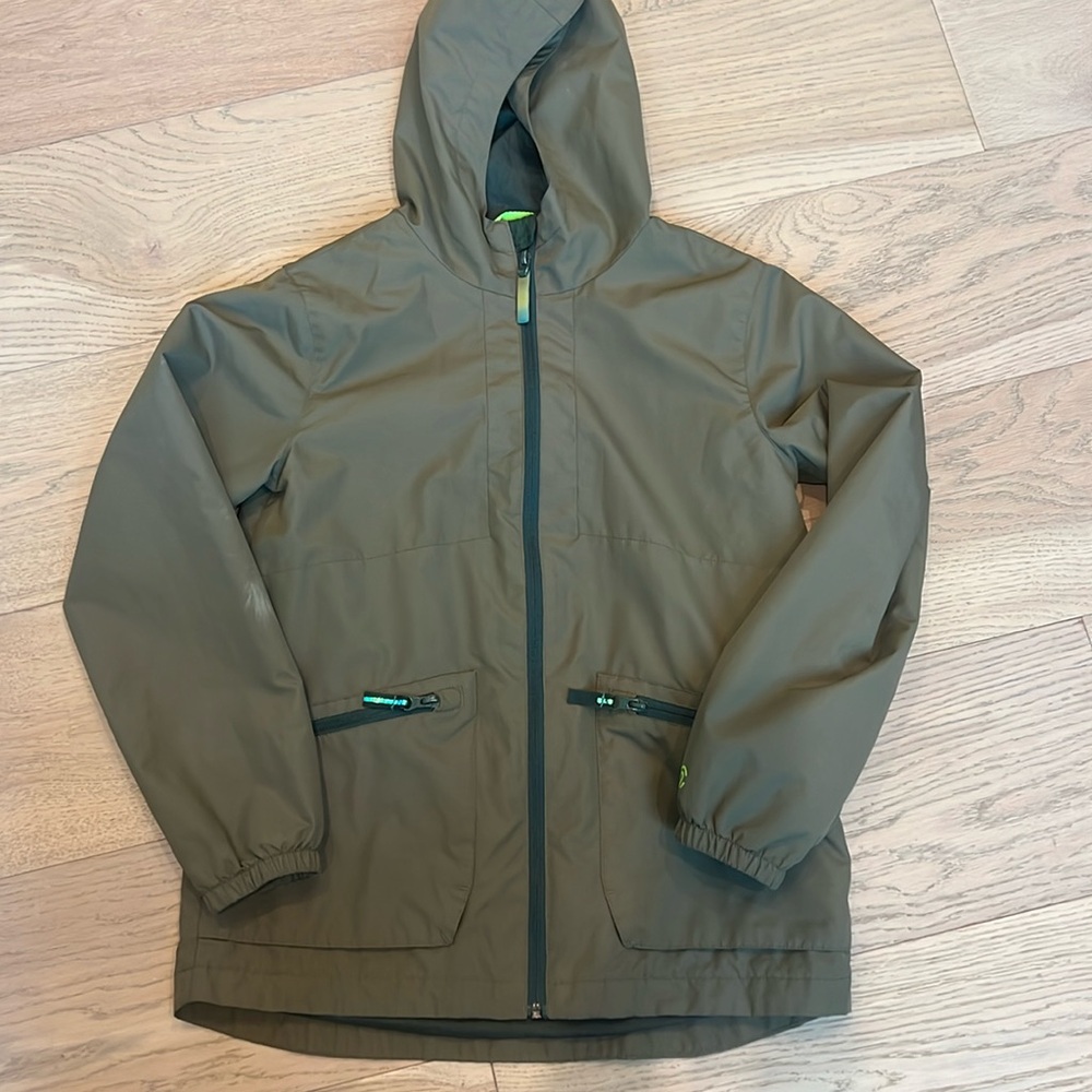 Champion army green hooded shell windbreaker jacket. Super cute details. 8/10.